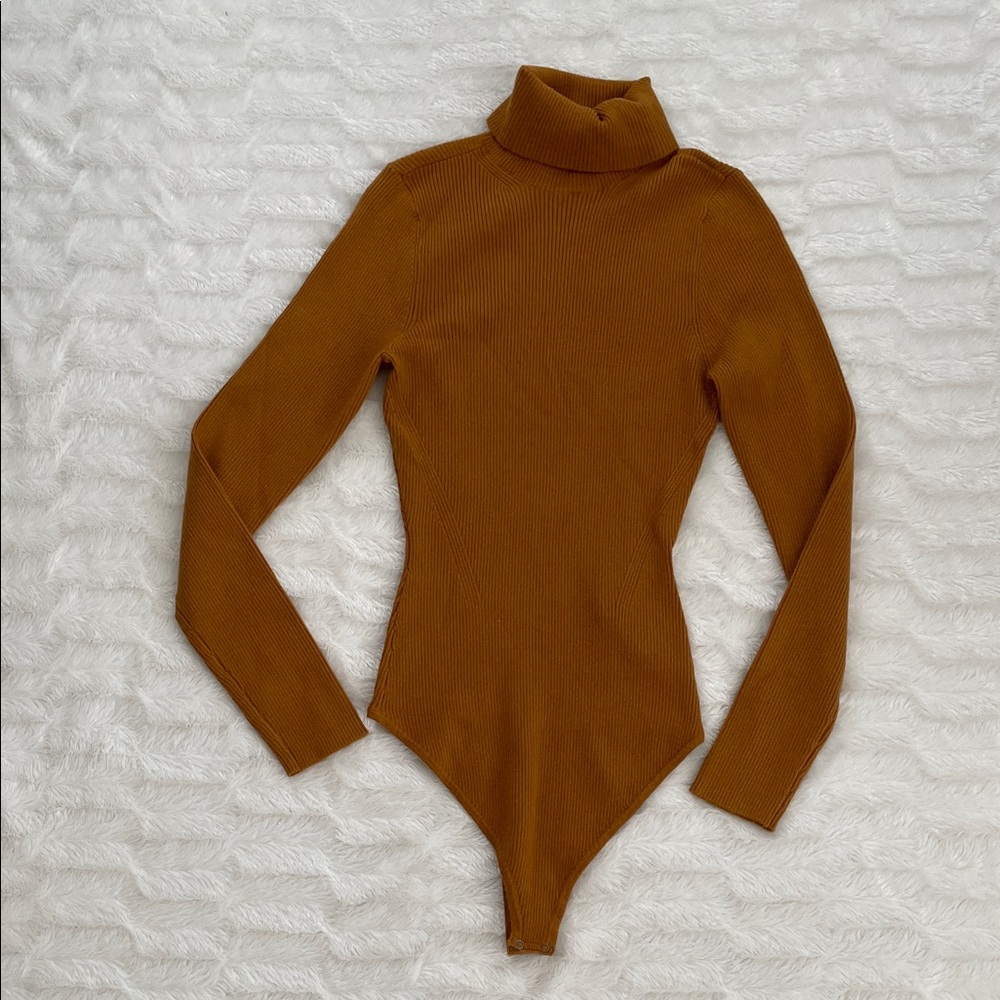 Abercrombie & Fitch Camel Long Sleeve Bodysuit